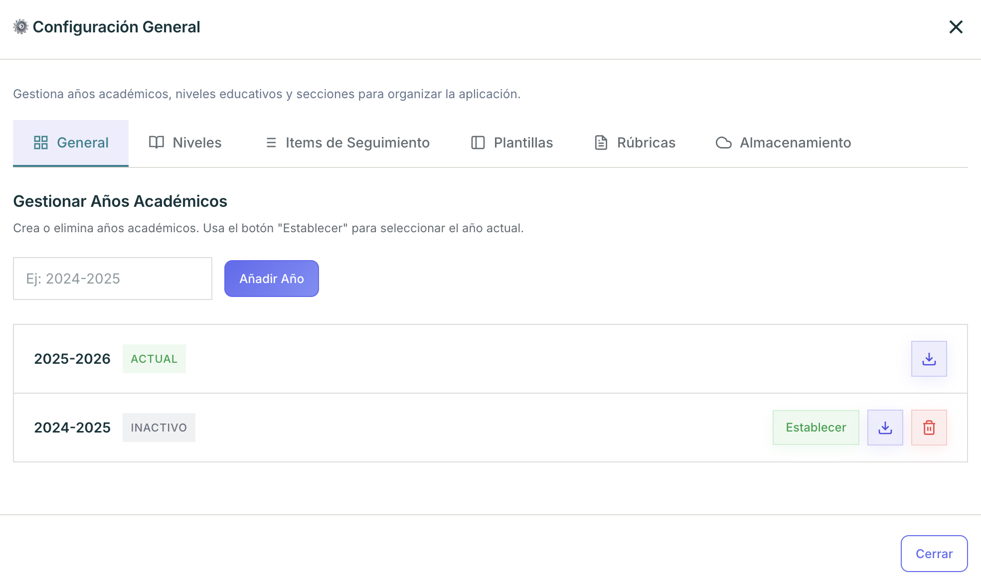 Configuración general