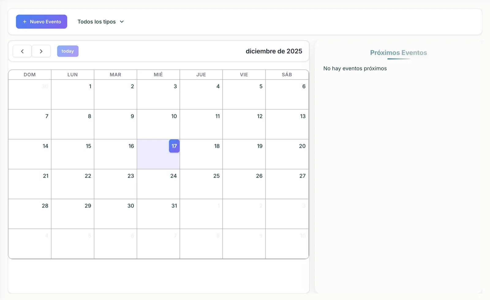 Calendario del curso